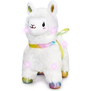12 Glow Brights LED with Sound Alpaca Plush - Cream