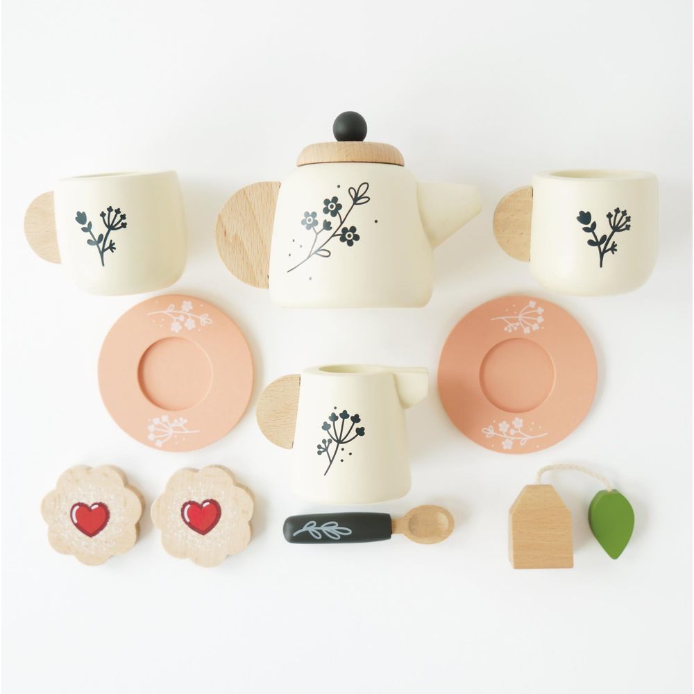 12 Piece Wooden Tea Set & Tray - Image 4