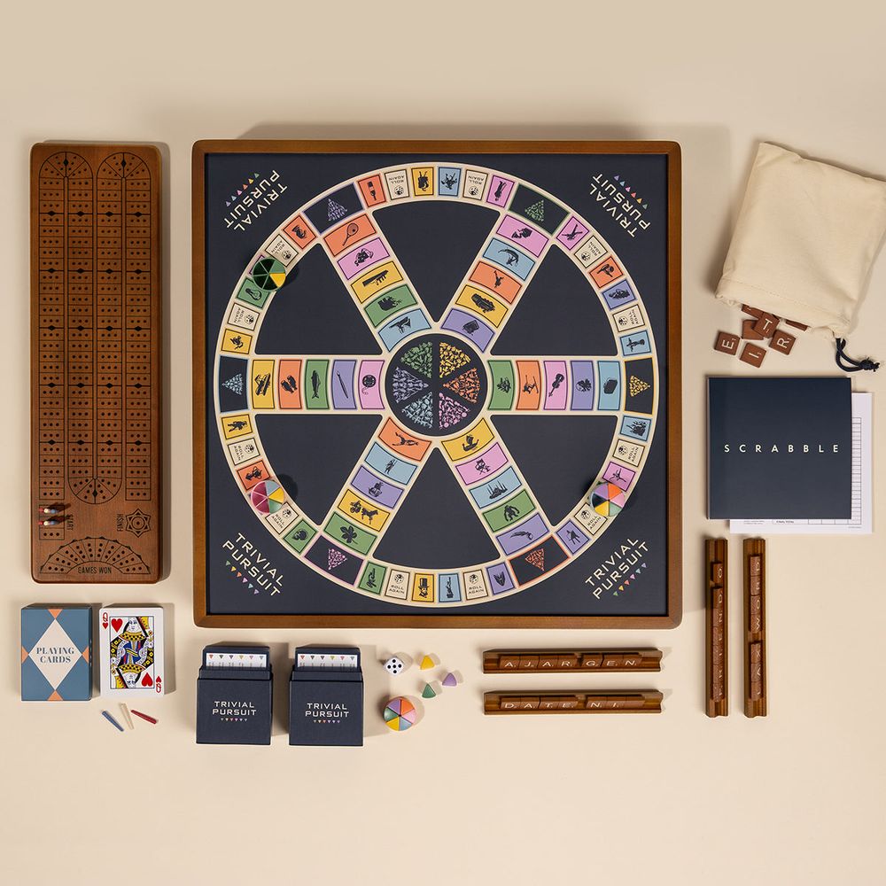 3-in-1 Premium Game Collection Scrabble Trivial Pursuit and Cribbage - Image 2
