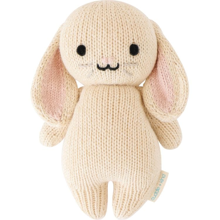 7 Baby Bunny (Oatmeal) Hand-Knit Doll