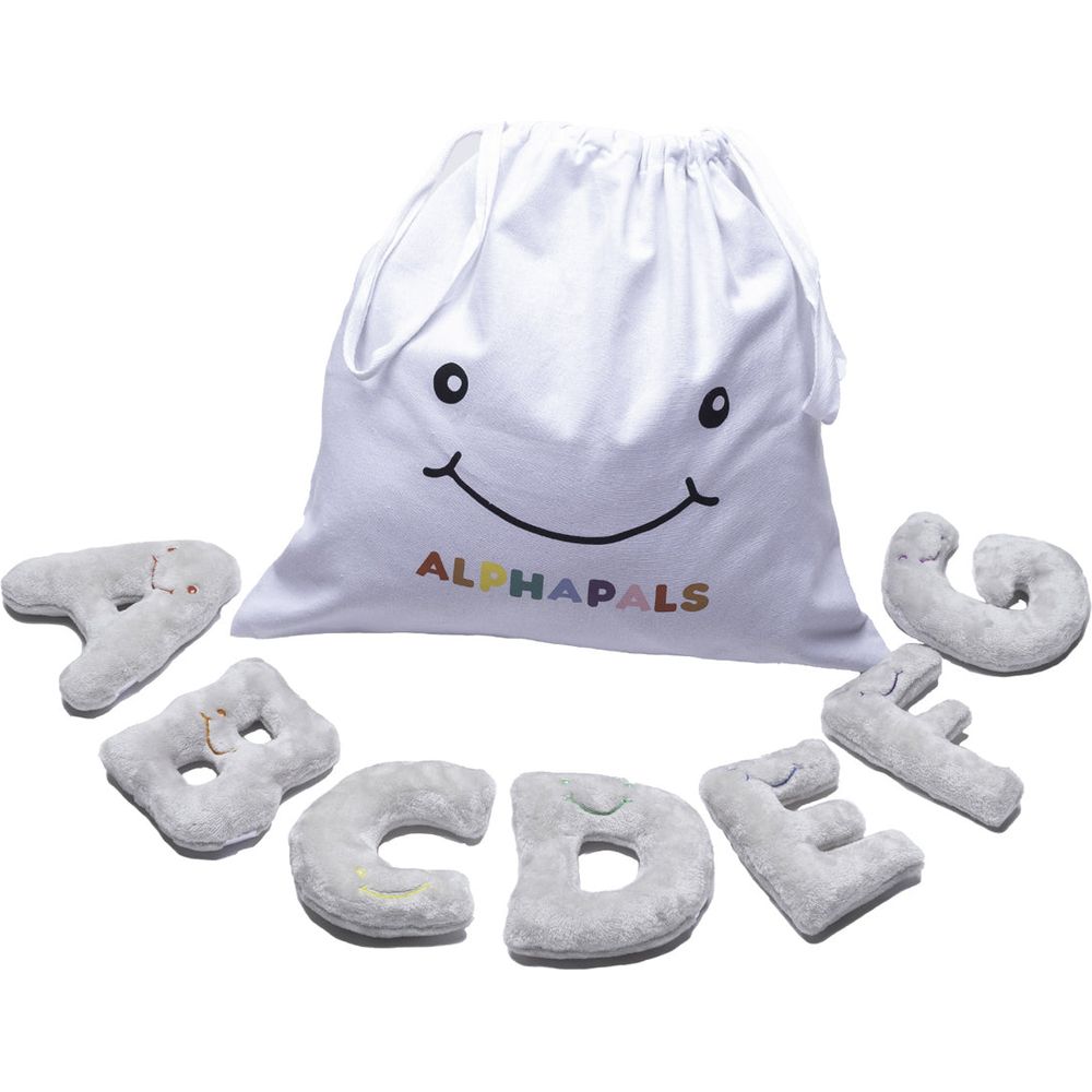 Alphabet Mini Plush Set - Dove Grey Letters with White Drawstring Bag - Image 2