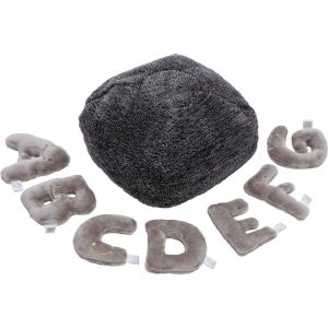 Alphabet Plush Mini Set - Rhino Grey Letters with Dark Grey Bag