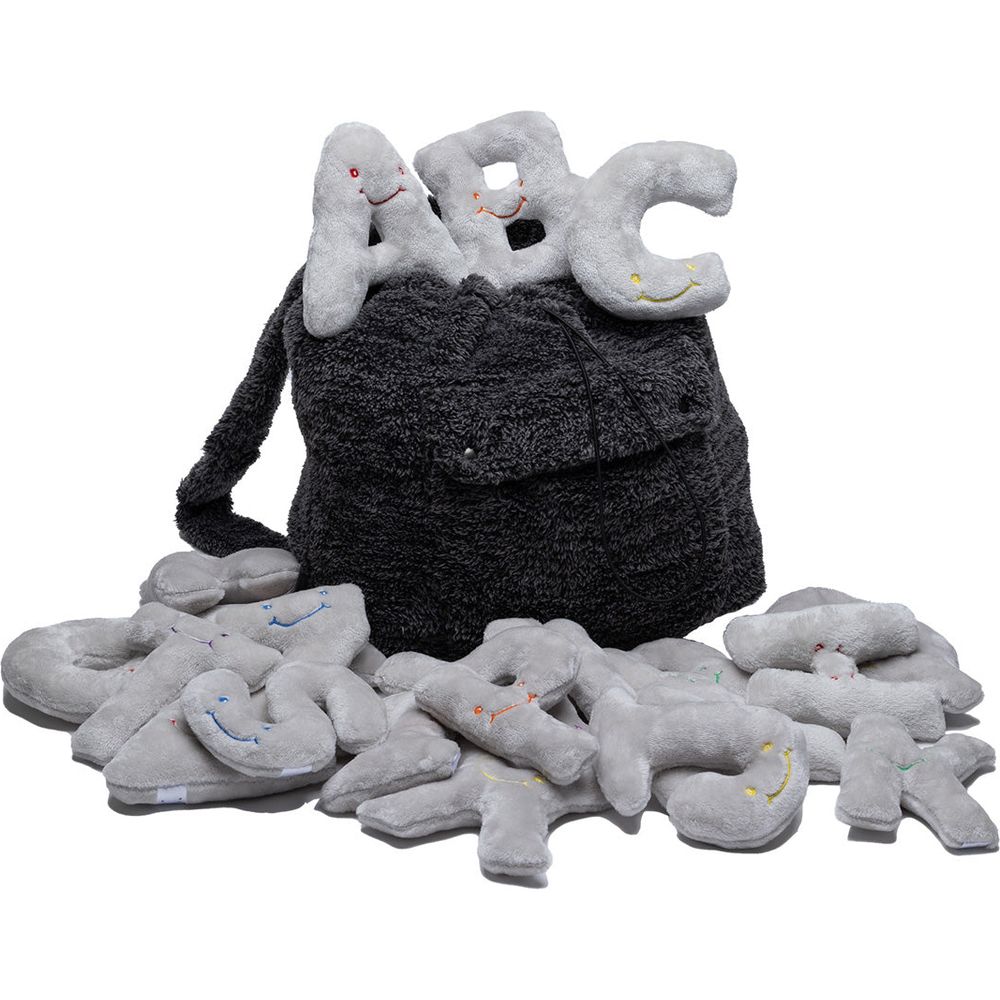 Alphabet Plush Set - Dove Grey Letters with Dark Grey Backpack - Image 2
