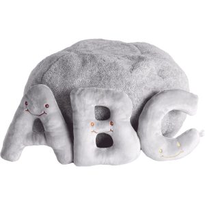 Alphabet Plush Set - Dove Grey Letters with Light Grey Bag