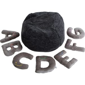 Alphabet Plush Set - Rhino Grey Letters with Dark Grey Bag