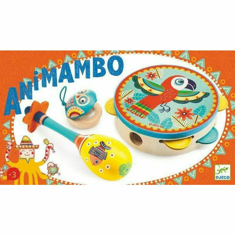 Animambo Tambourine. Maraca. Castanet Musical Instrument Set - Image 2