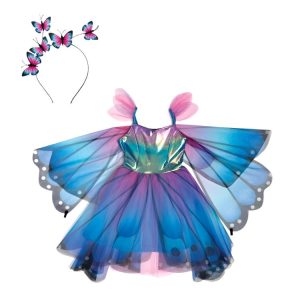 Blue Butterfly Twirl Dress & Wings - Size 5-6 Years