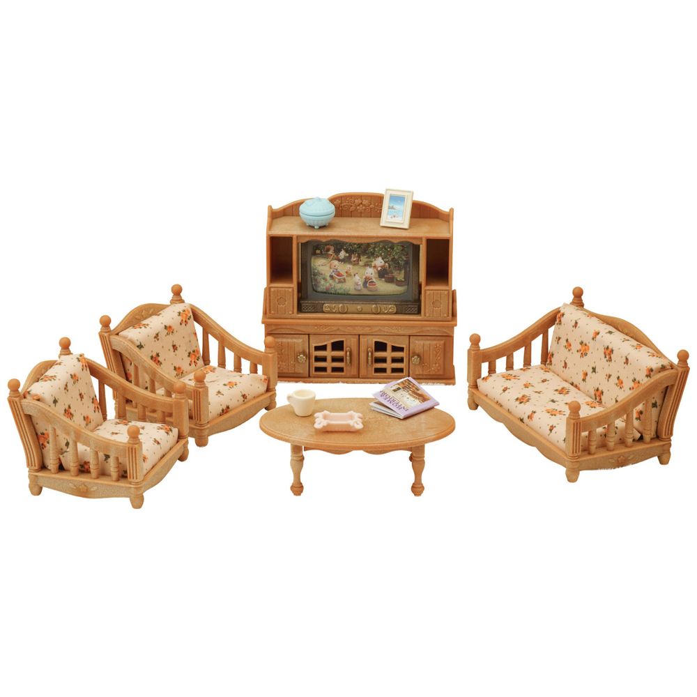 Calico Critters Comfy Living Room Set. Dollhouse Furniture and Accessories