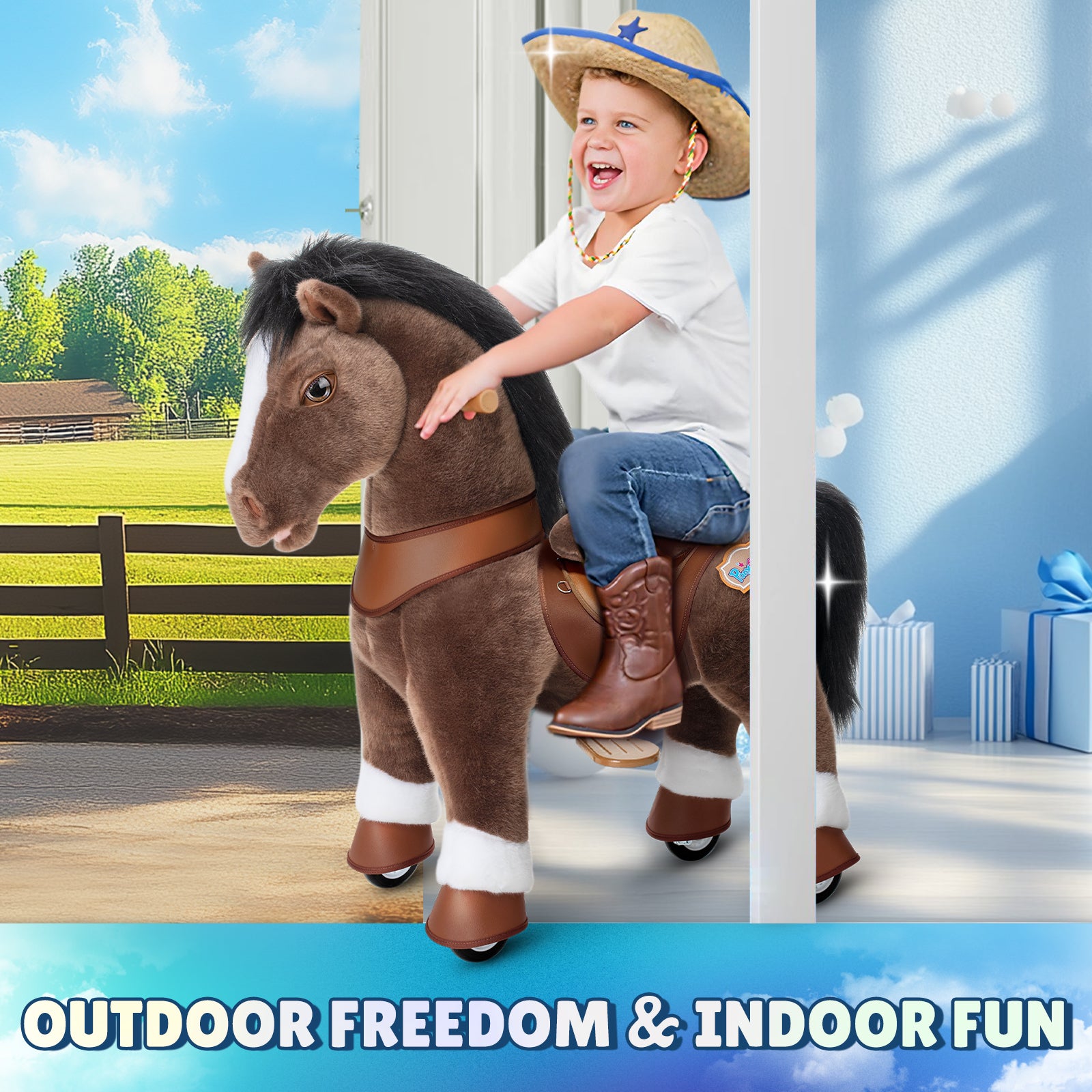 Chocolate Brown Model Y Horse Ride on Toy - 4-7 Years - Image 2