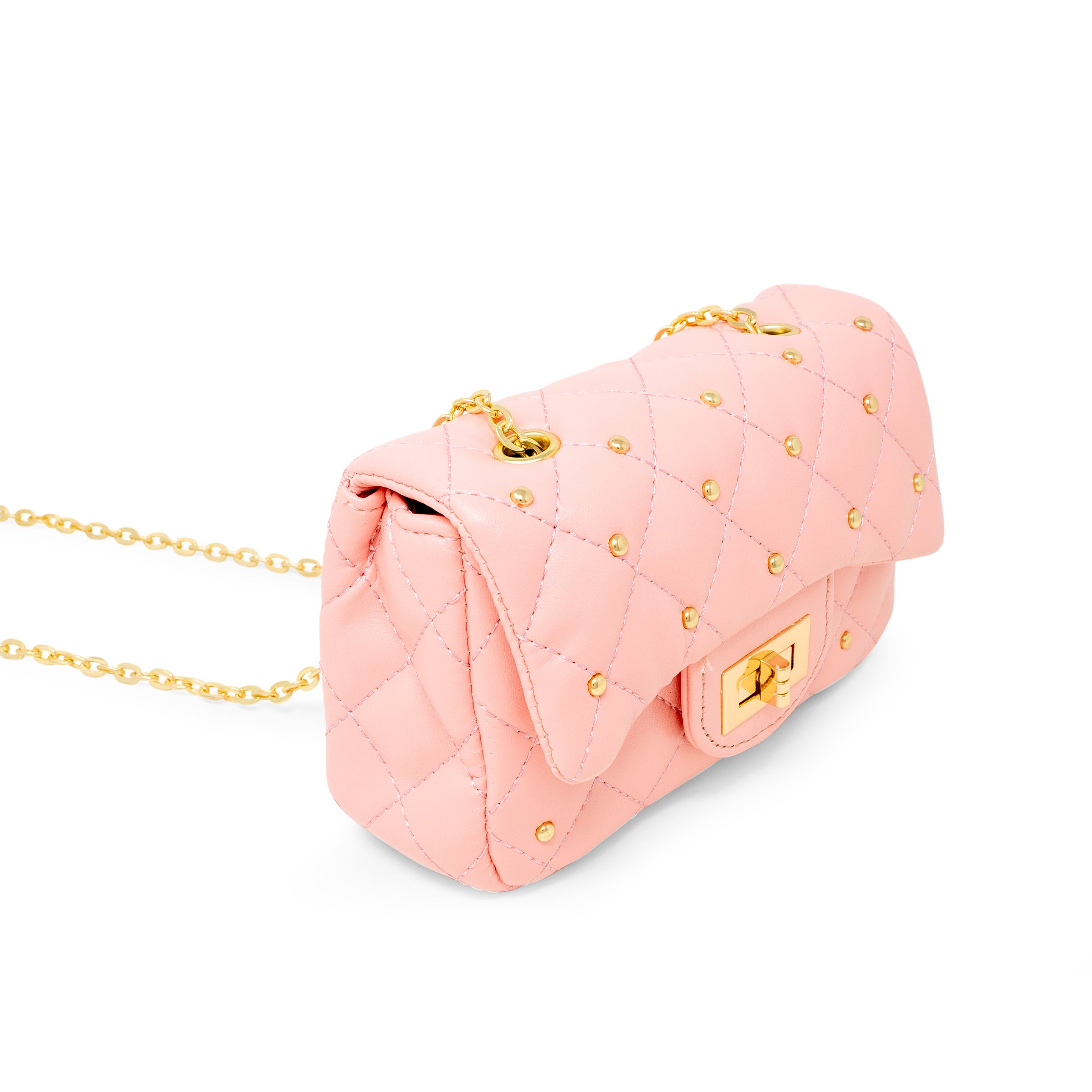 Classic Quilted Stud Handbag - Pink - Image 2