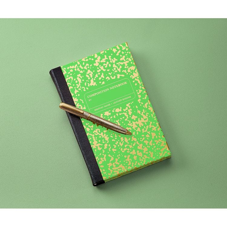 Composition Notebook in Neon Green/Gold Leather - Image 2