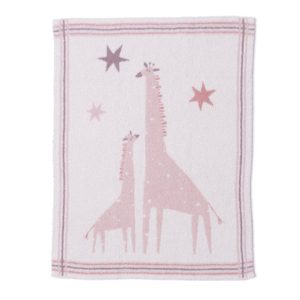CozyChic Giraffe Stroller Blanket - Dusty Rose Multi