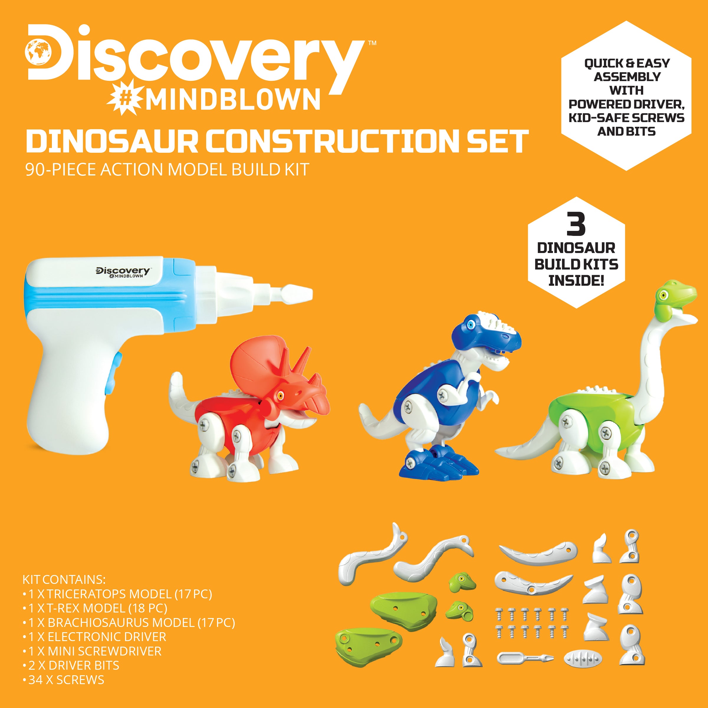 Dinosaur Construction Action Model Build Kit - 90 Pieces - Image 5