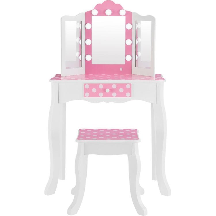 Fantasy Fields Gisele Polka Dot Kids Vanity Table & Stool with LED - Image 2