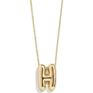 Gold Bubble Initial Necklace - H