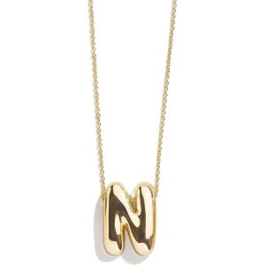 Gold Bubble Initial Necklace - N