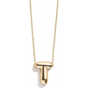 Gold Bubble Initial Necklace - T