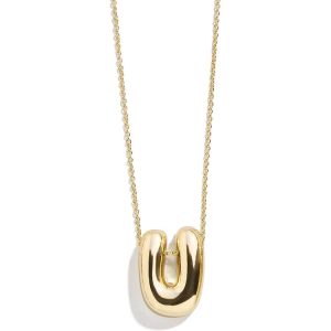 Gold Bubble Initial Necklace - U