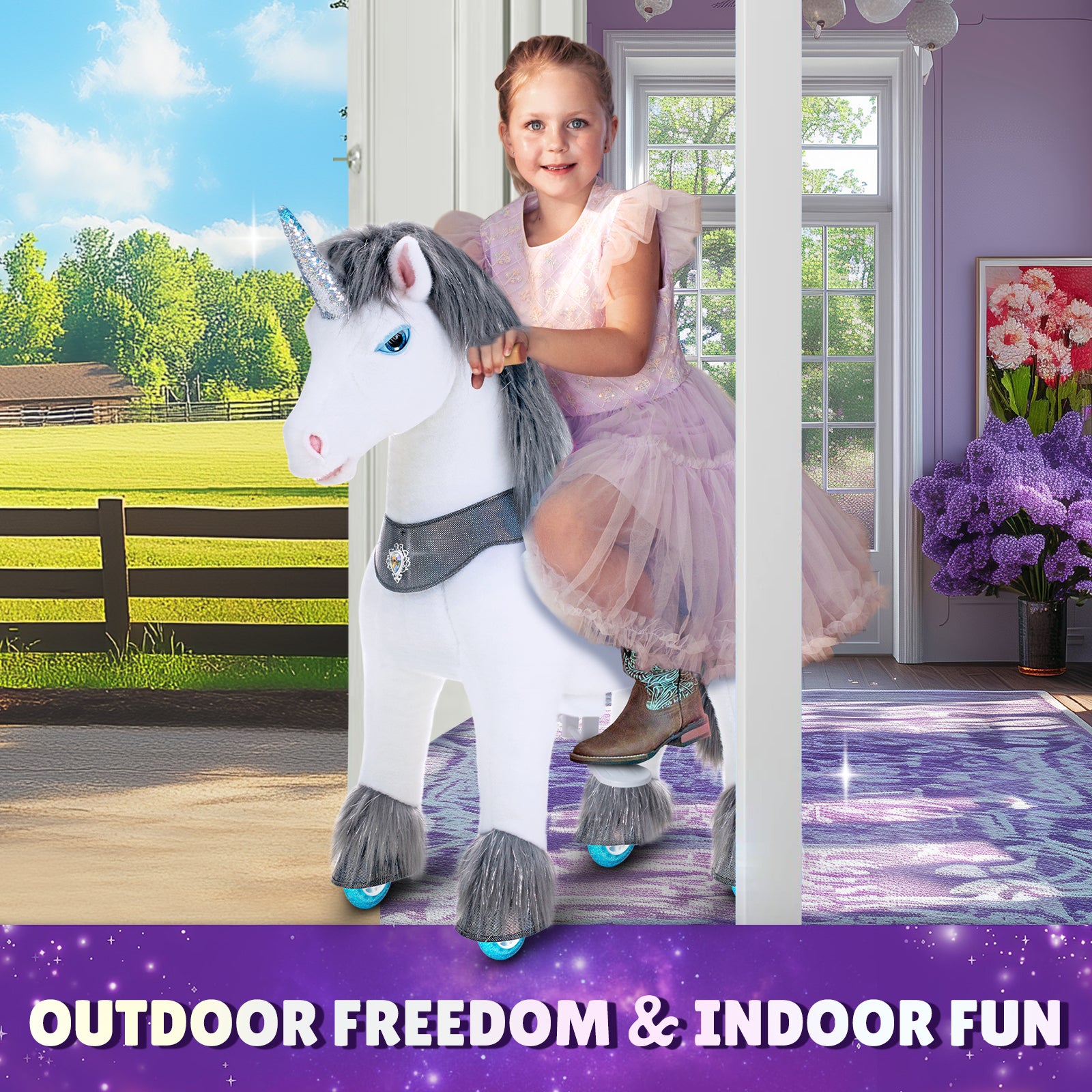 Grey Unicorn Model Y Ride on Toy - 4-7 Years - Image 2