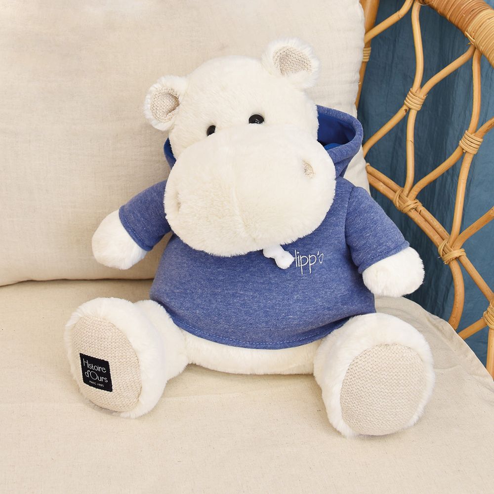 Hippo Plush with Blue Sweatshirt - Image 2