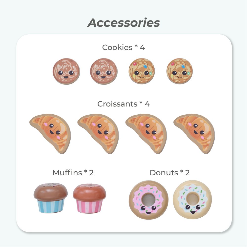 Jolly Pals Wooden Bakery Stand with 12 Pastry Pieces - Image 9