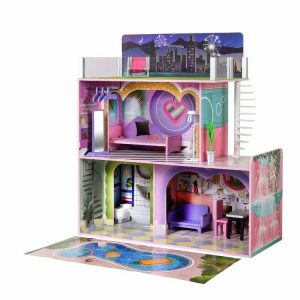Kids Dreamland Sunset 3-Level Dollhouse Set for 12 Dolls