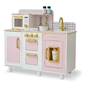 Little Chef Hampton Wooden Play Kitchen with Ice Dispenser & Sink - Pink
