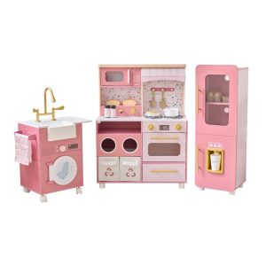 Little Chef Savannah Wooden Play Kitchen with 3 Modular Pieces - Pink