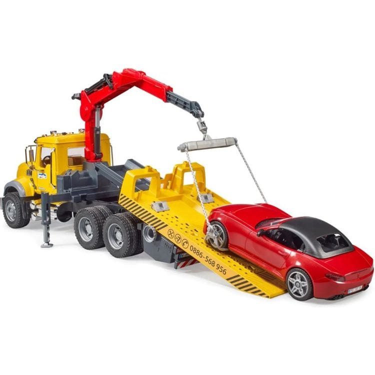 MACK Granite Tow Truck with Bruder Roadster - Image 4