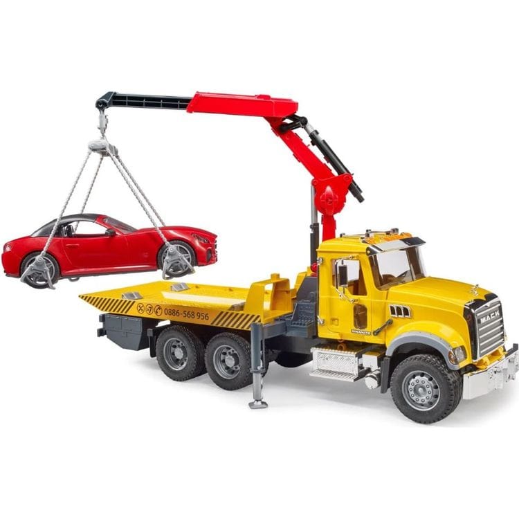 MACK Granite Tow Truck with Bruder Roadster - Image 5