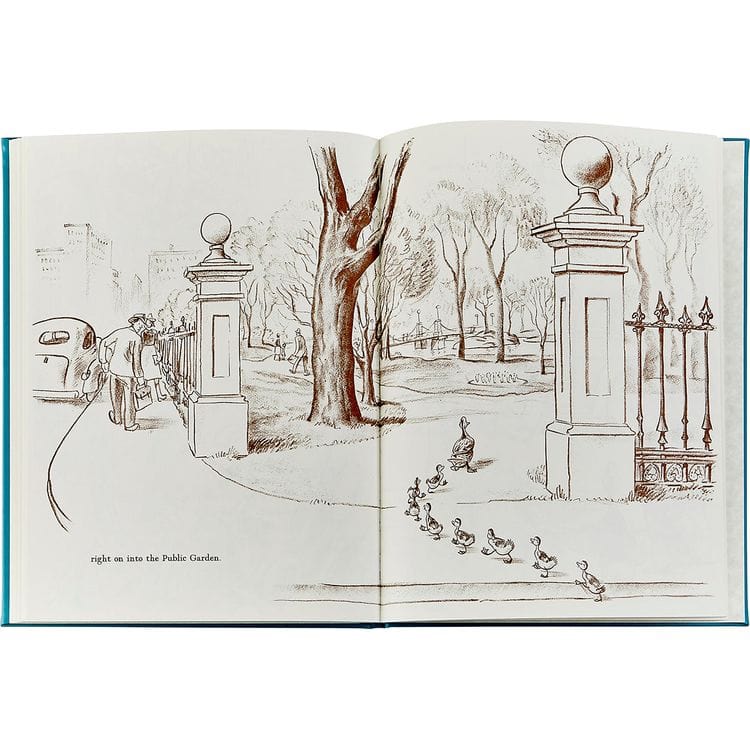 Make Way For Ducklings Book in Teal Blue Italian Leather - Image 2