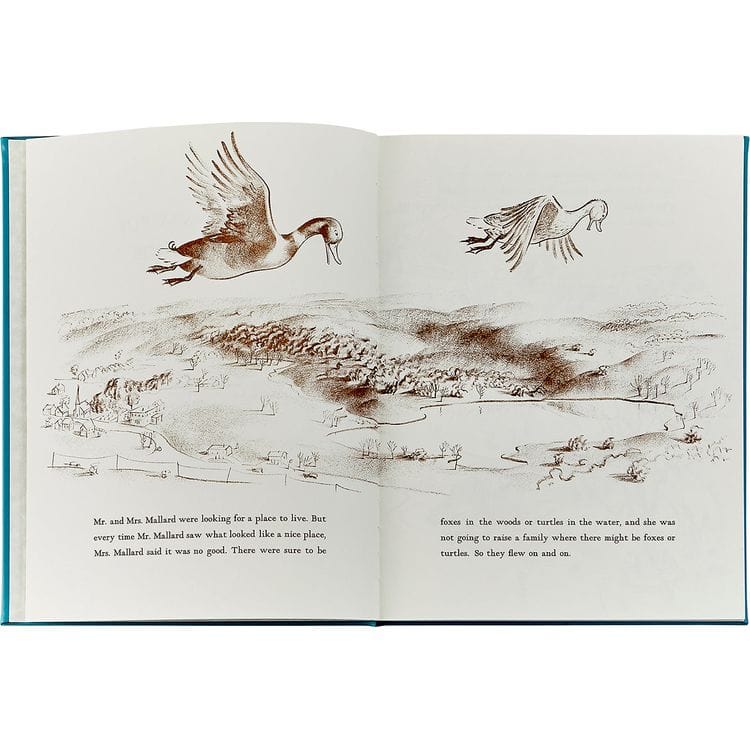 Make Way For Ducklings Book in Teal Blue Italian Leather - Image 3