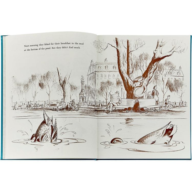 Make Way For Ducklings Book in Teal Blue Italian Leather - Image 4