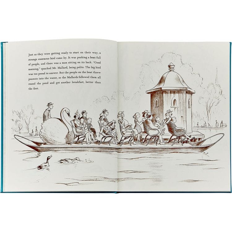 Make Way For Ducklings Book in Teal Blue Italian Leather - Image 5