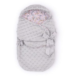My FAO Doll Swaddle - Grey Dots & Flowers