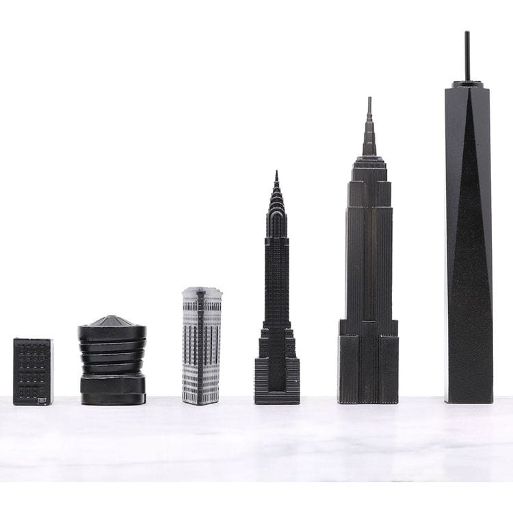 New York Edition Stainless Steel Chess Set with Wood Map Board - Image 4