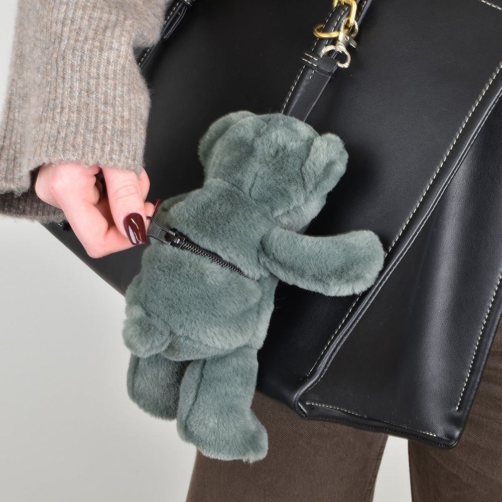 Plush Teddy Bear Bag Charm - Green - Image 3