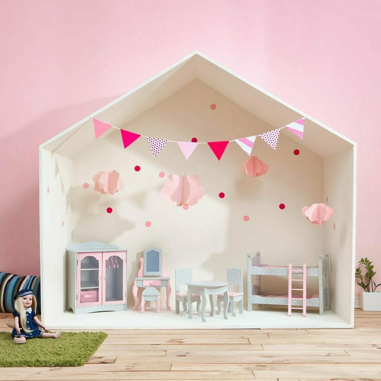 Polka Dots Princess Double Bunk Bed for 18 Dolls - Gray - Image 4