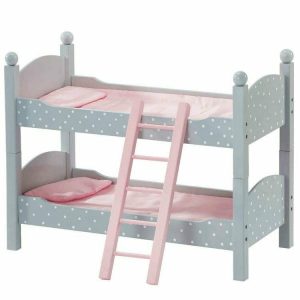 Polka Dots Princess Double Bunk Bed for 18 Dolls - Gray