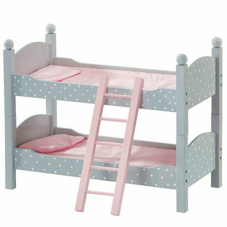 Polka Dots Princess Double Bunk Bed for 18 Dolls - Gray