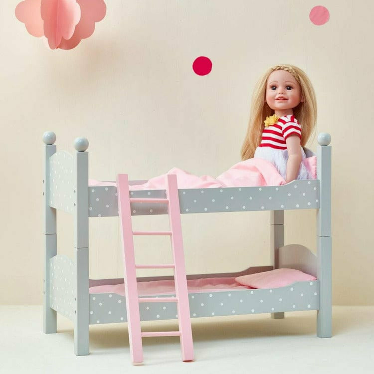 Polka Dots Princess Double Bunk Bed for 18 Dolls - Gray - Image 2