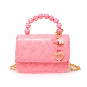 Quilted BFF Blossom Pearl Handle Handbag - Bubblegum