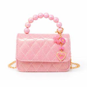 Quilted BFF Blossom Pearl Handle Handbag - Pink Lemonade