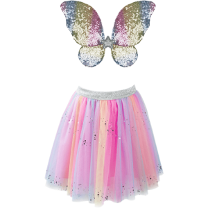 Rainbow Sequins Skirt with Wings & Wand - Size 4-6 Years