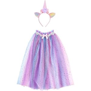 Rainbow Unicorn Cape & Headband - Size 4-6 Years
