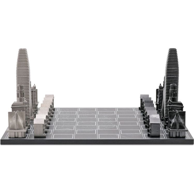 San Francisco Edition Stainless Steel Chess Set with Wood Map Board - Image 2
