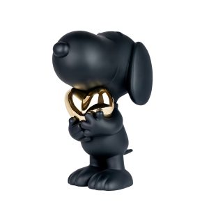 Snoopy Matte Black Figure with Chrome Gold Heart - 21.6