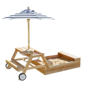 Sorrento Wooden 2-in-1 Picnic Table with Sandbox & Umbrella