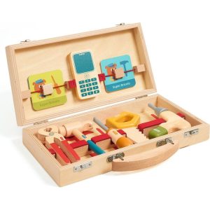 Super Bricolo Pretend Play Wooden Toolbox