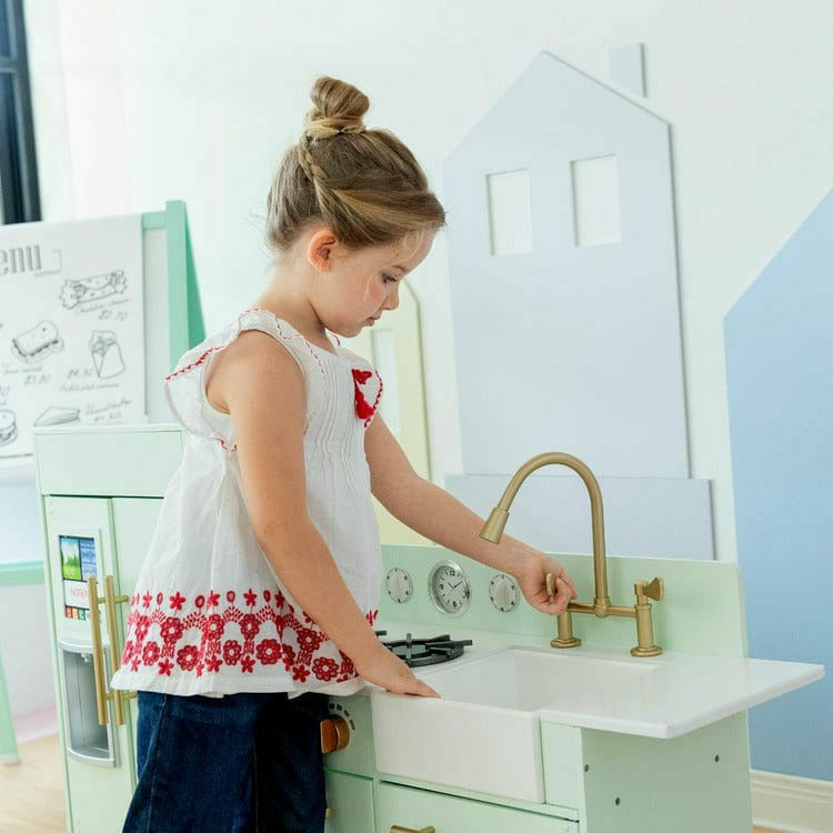 Teamson Kids Little Chef Charlotte 2-Piece Modular Wooden Play Kitchen. Mint - Image 4